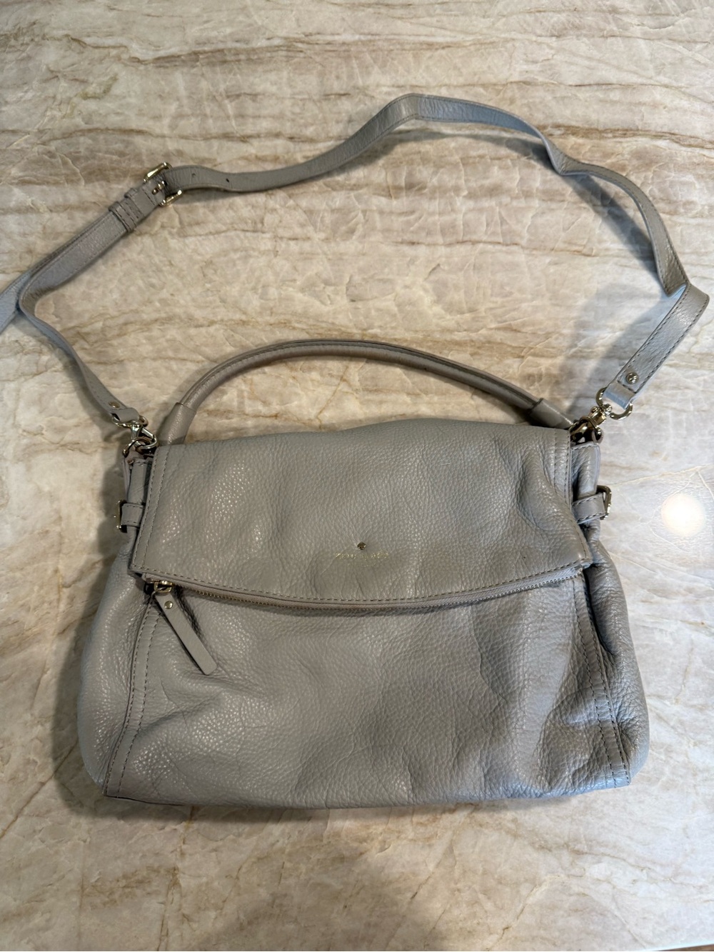 Classic Gray Leather Crossbody Satchel